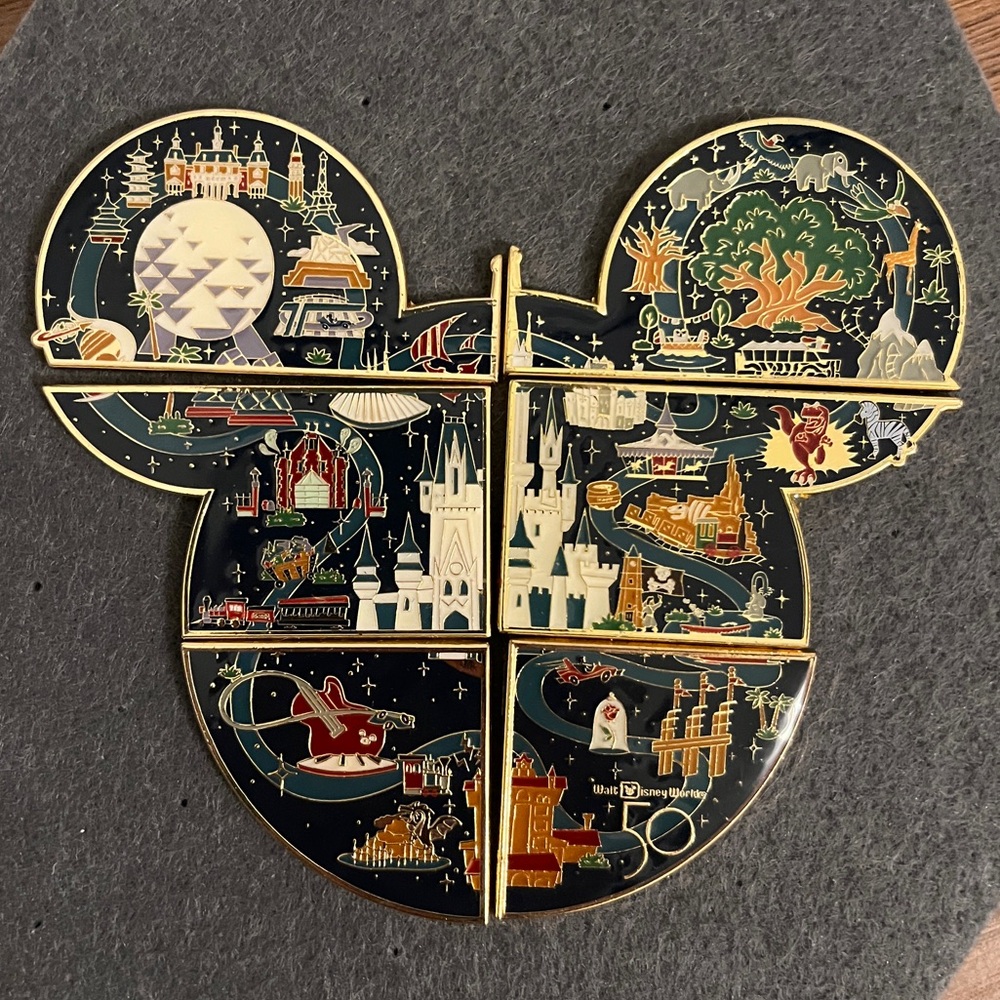 Disney Loungefly Walt Disney World 50th Anniversary Puzzle Pin Full Set 6 Pins